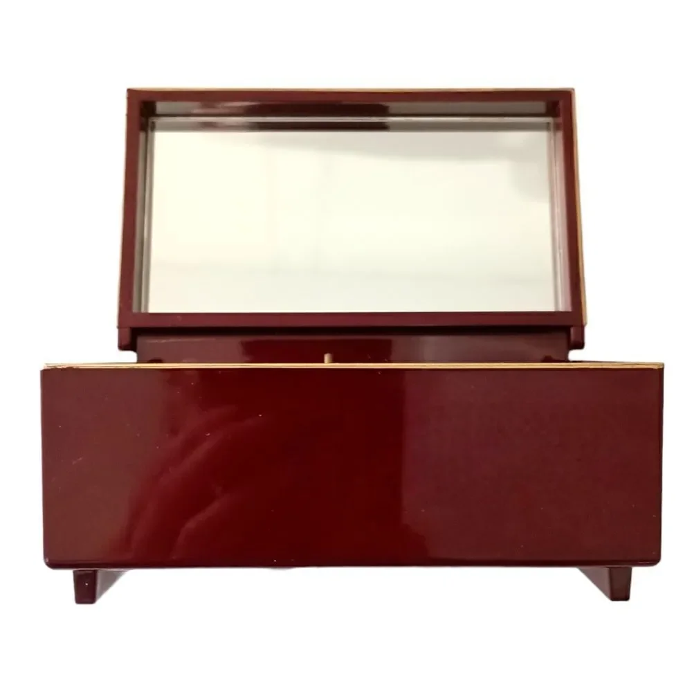 Otagiri Lacquerware Jewelry Box Magnolia Japan Musical Mirror Felt VIDEO Vtg 80s